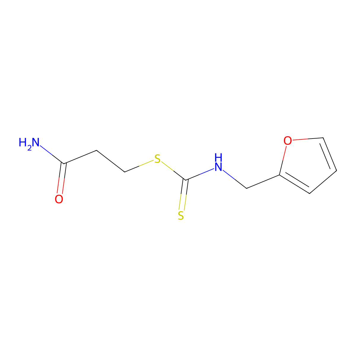 3-{[(2-Furylmethyl)amino]thioxomethylthio}propanamide molecular structure, CAS 329266-63-9