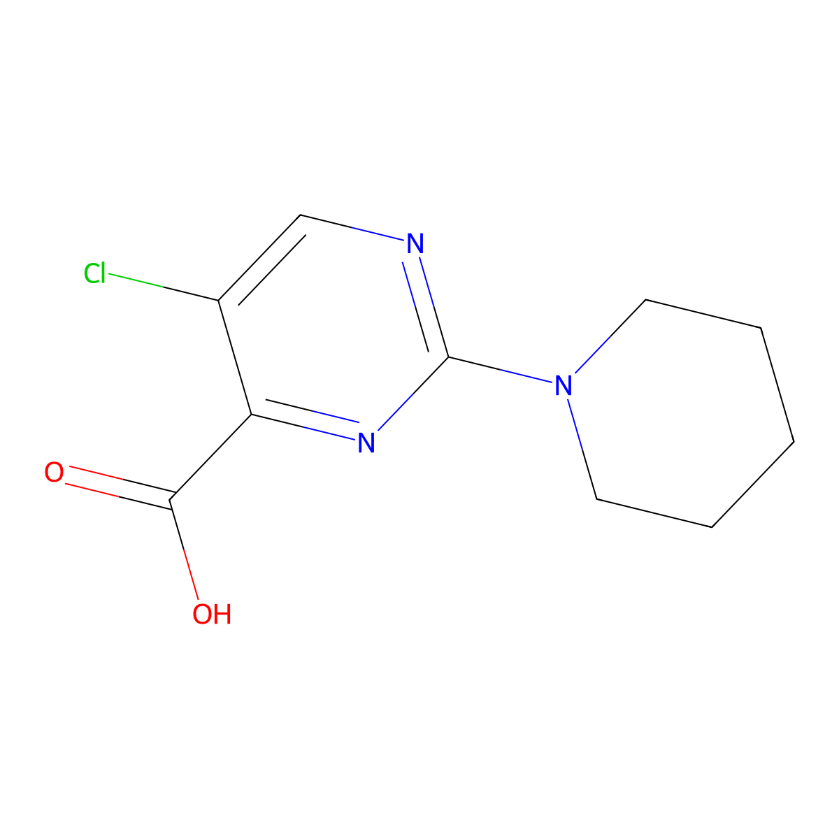 5-Chloro-2-(piperidin-1-yl)pyrimidine-4-carboxylic acid molecular structure, CAS 329268-90-8