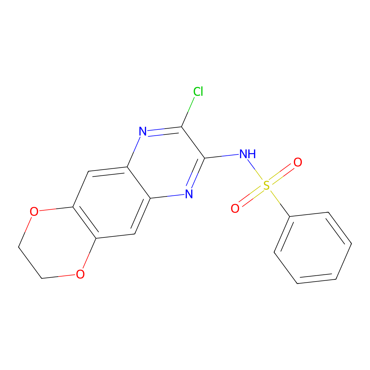 N-{8-chloro-2H,3H-[1,4]dioxino[2,3-g]quinoxalin-7-yl}benzenesulfonamide molecular structure, CAS 329269-15-0