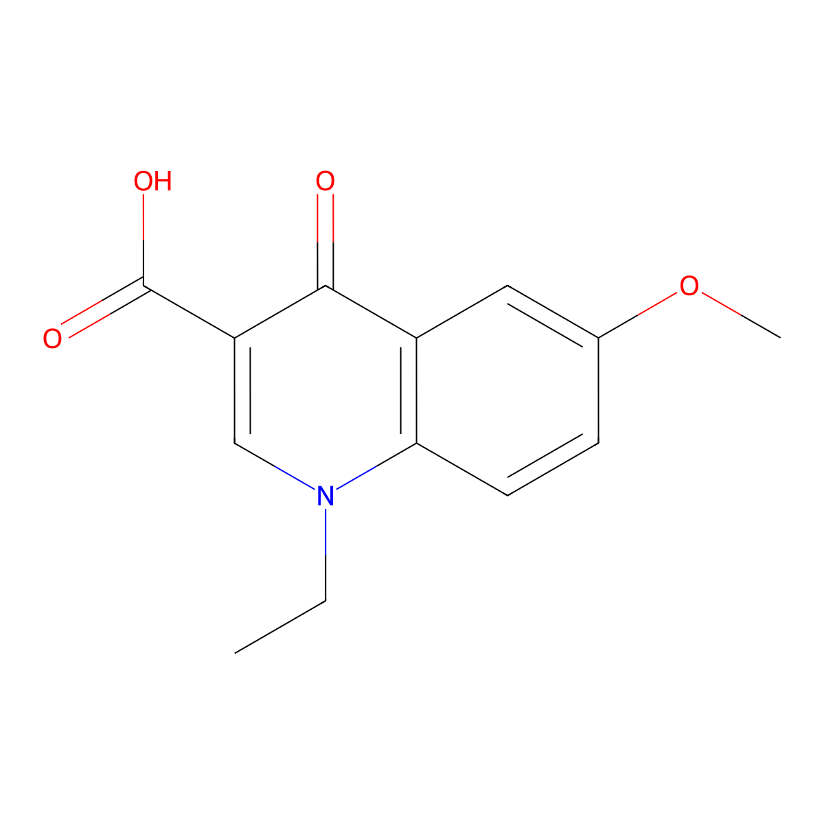 1-Ethyl-6-methoxy-4-oxo-1,4-dihydroquinoline-3-carboxylic acid molecular structure, CAS 32932-15-3