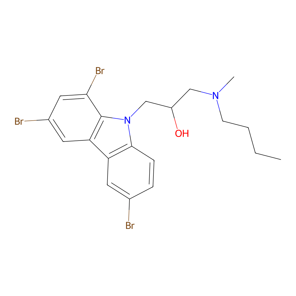 1,3,6-Tribromo-alpha-[(butylmethylamino)methyl]-9H-carbazole-9-ethanol molecular structure, CAS 329349-22-6