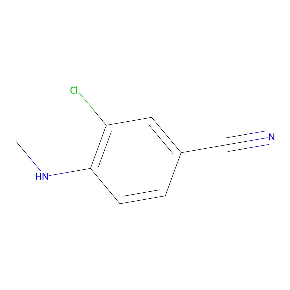 3-Chloro-4-(methylamino)benzonitrile molecular structure, CAS 329365-26-6
