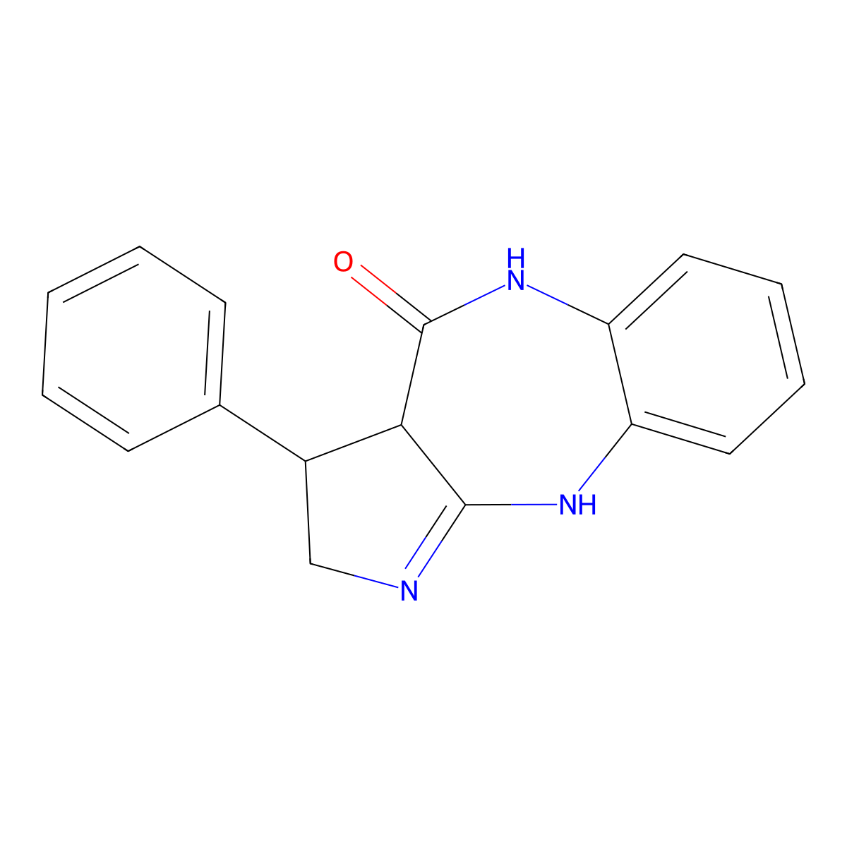 3-Phenyl-2,3,3A,10-tetrahydropyrrolo(2,3-B)(1,5)benzodiazepin-4(5H)-one molecular structure, CAS 32952-47-9