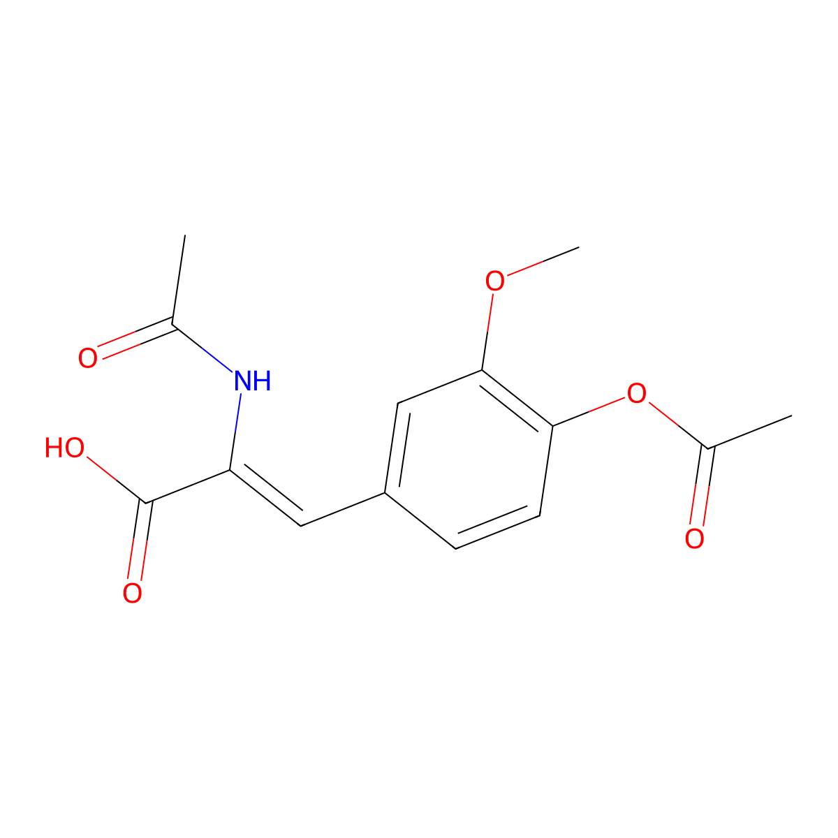 4-Acetoxy-alpha-acetylamino-3-methoxycinnamic acid molecular structure, CAS 32954-41-9