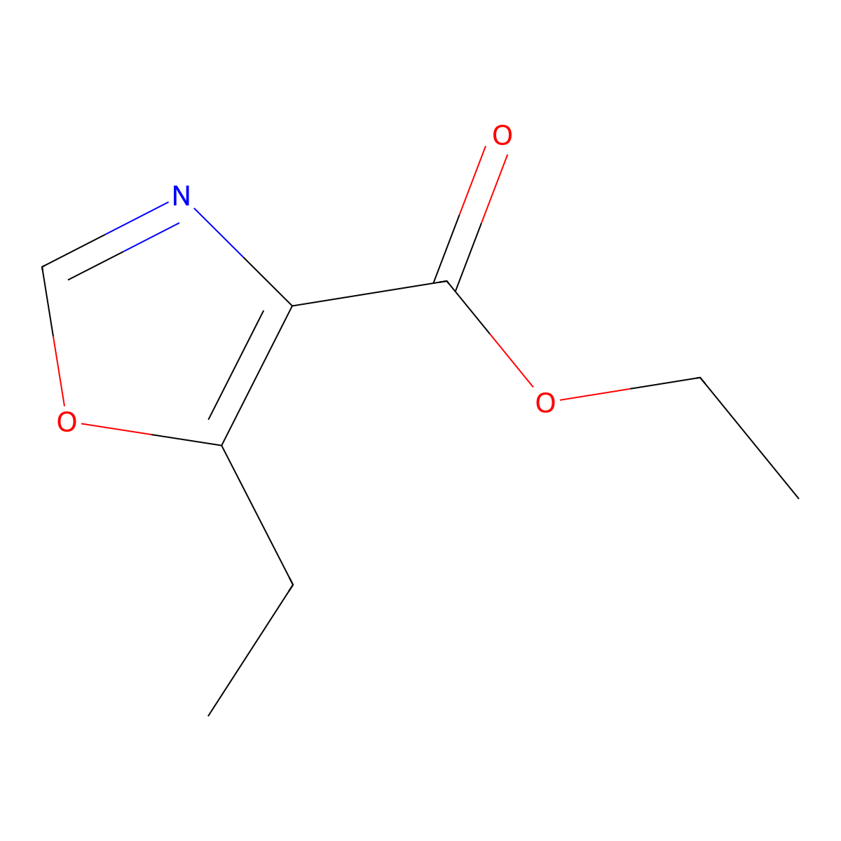 4-Oxazolecarboxylic acid, 5-ethyl-, ethyl ester molecular structure, CAS 32968-45-9