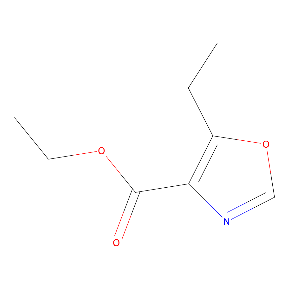 4-Oxazolecarboxylic acid, 5-ethyl-, ethyl ester molecular structure, CAS 32968-45-9