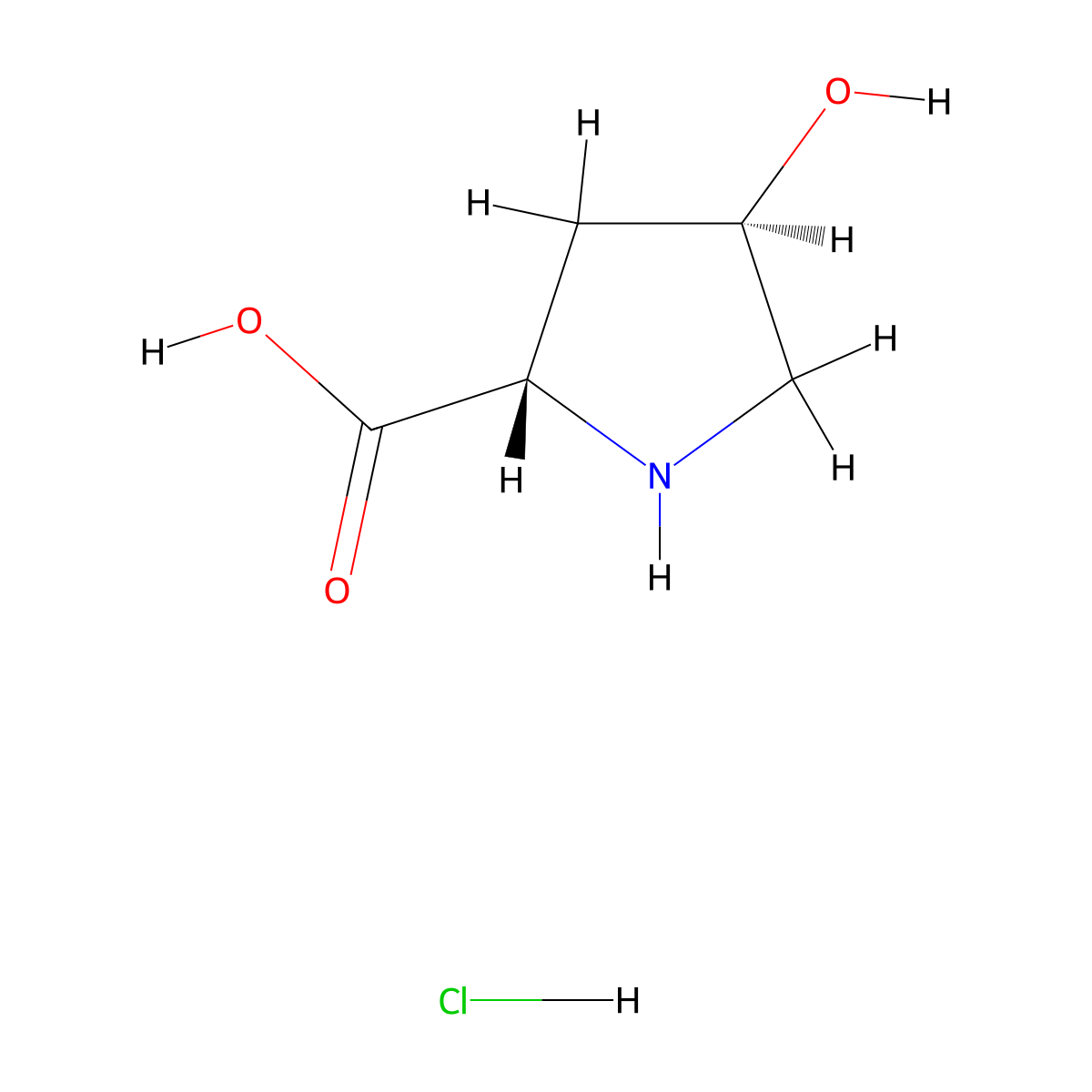 (2S,4R)-4-hydroxypyrrolidine-2-carboxylic Acid Hydrochloride molecular structure, CAS 32968-78-8