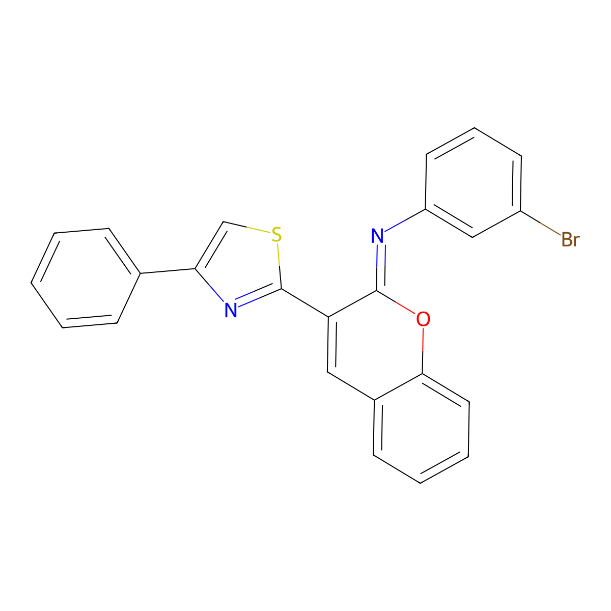 (Z)-3-bromo-N-(3-(4-phenylthiazol-2-yl)-2H-chromen-2-ylidene)aniline molecular structure, CAS 329688-30-4