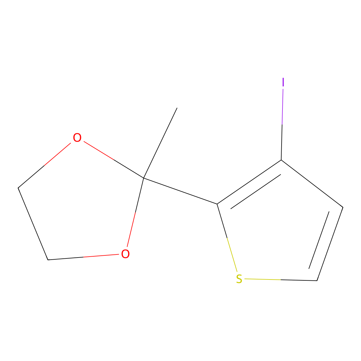 2-(3-Iodothiophen-2-yl)-2-methyl-1,3-dioxolane molecular structure, CAS 32969-16-7