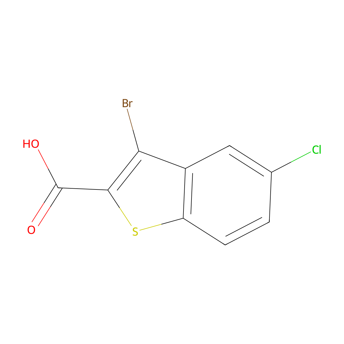 3-Bromo-5-chloro-1-benzothiophene-2-carboxylic acid molecular structure, CAS 32969-23-6