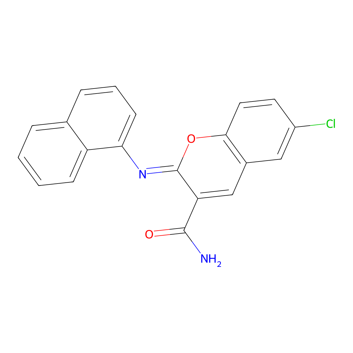 (Z)-6-chloro-2-(naphthalen-1-ylimino)-2H-chromene-3-carboxamide molecular structure, CAS 329690-06-4