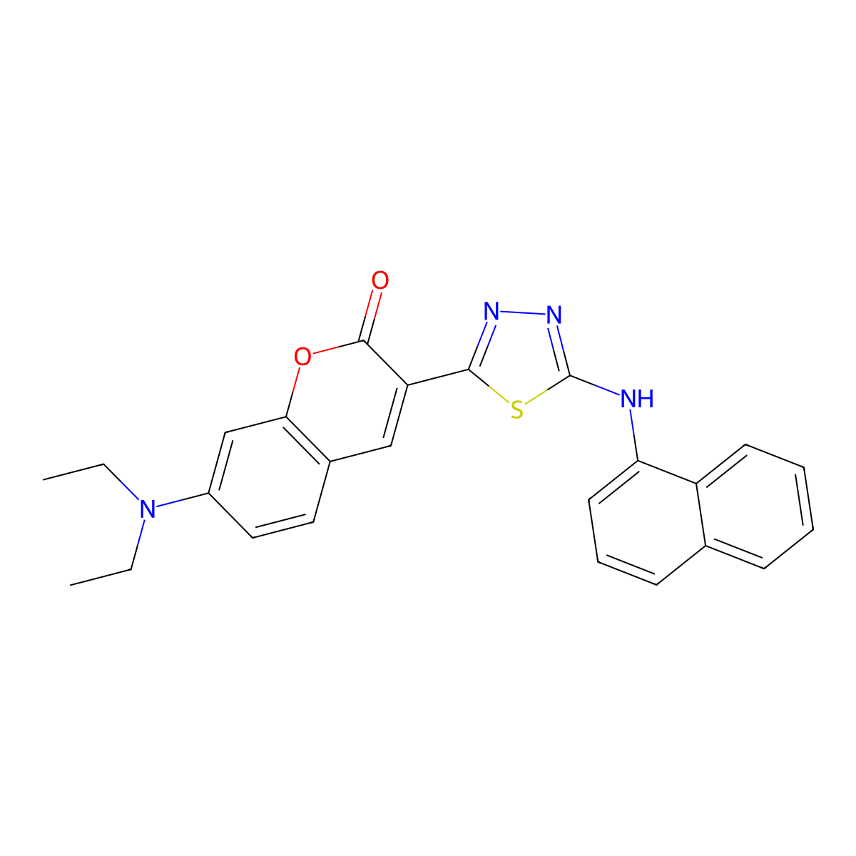 7-(Diethylamino)-3-[5-(naphthalen-1-ylamino)-1,3,4-thiadiazol-2-yl]chromen-2-one molecular structure, CAS 329690-22-4