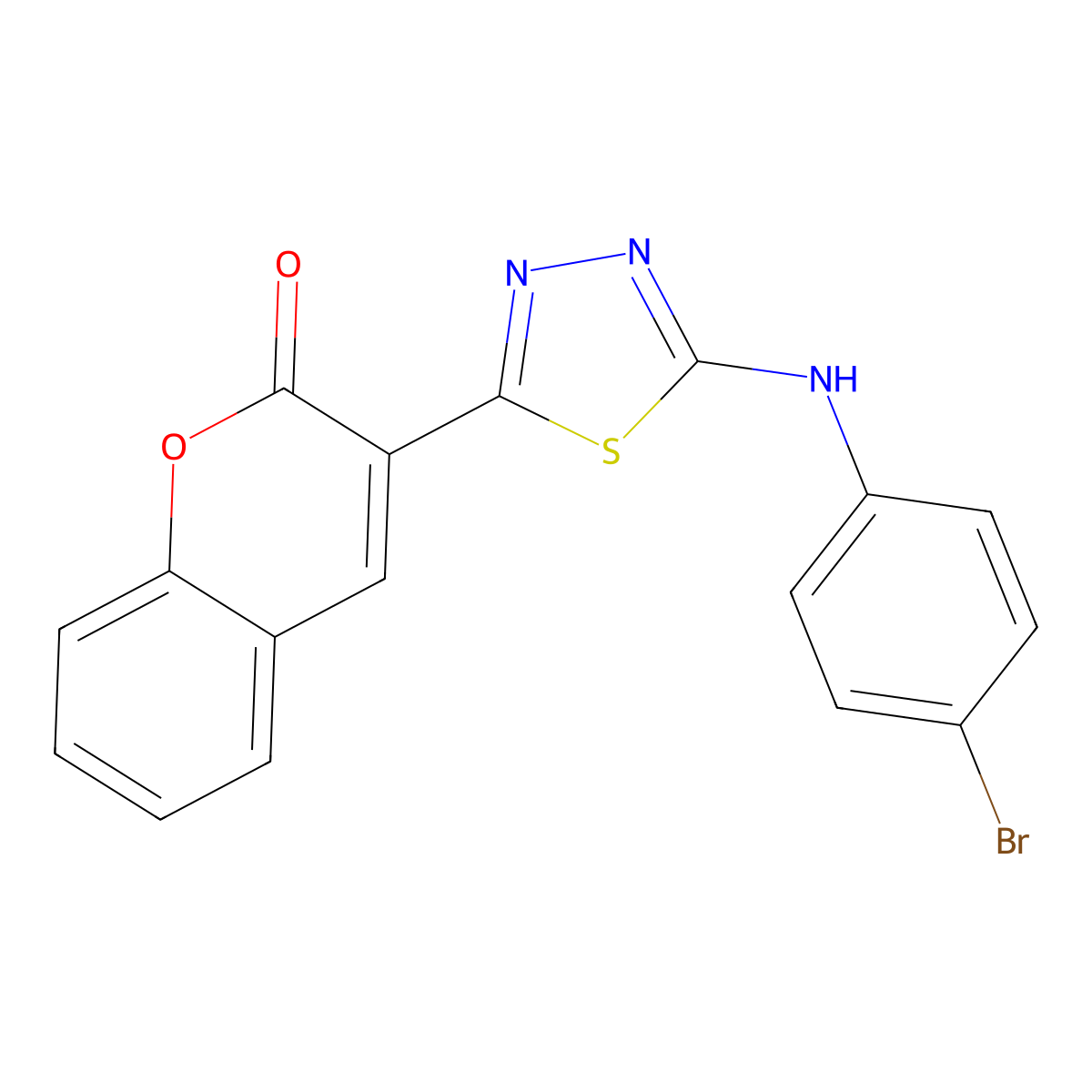 3-{5-[(4-bromophenyl)amino]-1,3,4-thiadiazol-2-yl}-2H-chromen-2-one molecular structure, CAS 329690-24-6