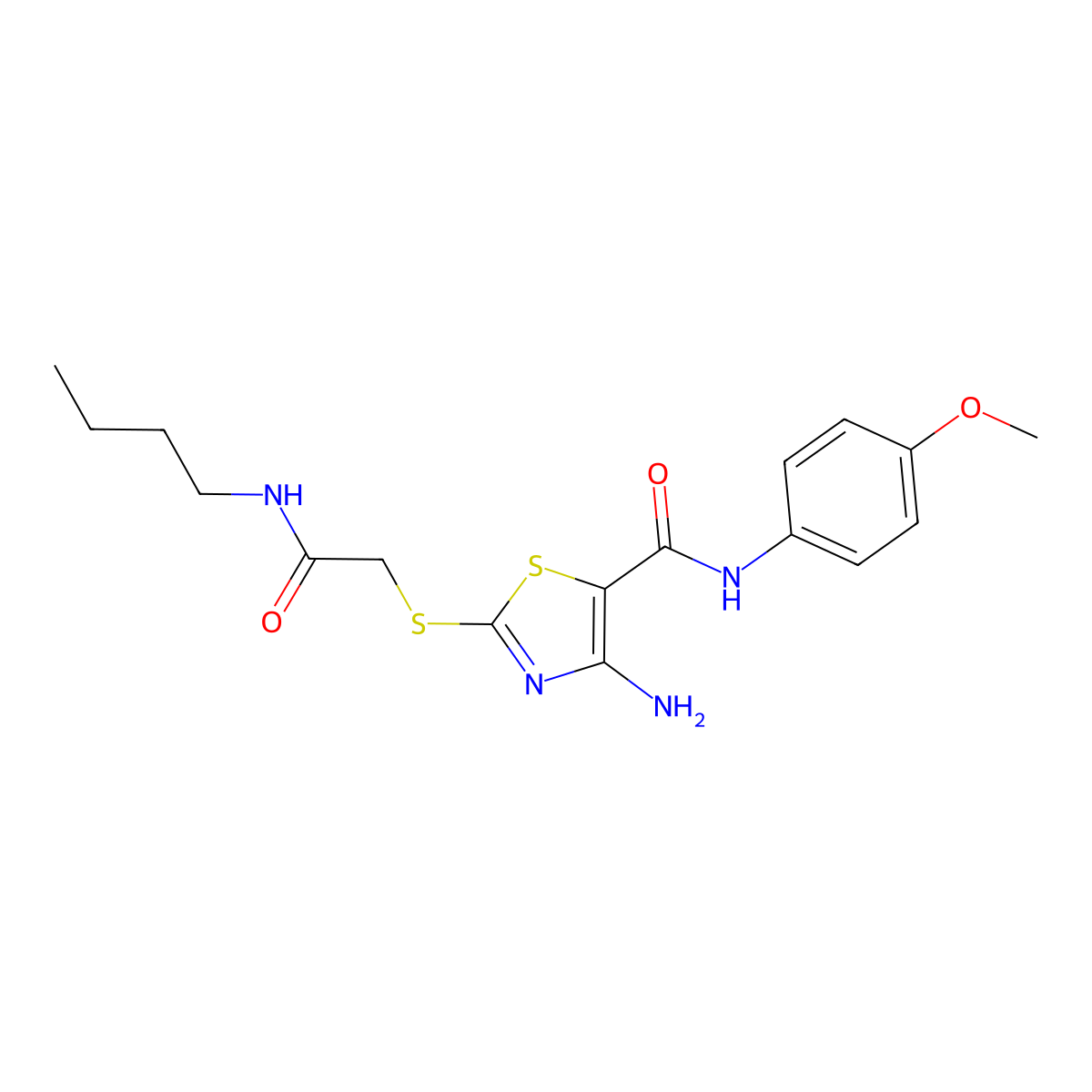 4-amino-2-[2-(butylamino)-2-oxoethyl]sulfanyl-N-(4-methoxyphenyl)-1,3-thiazole-5-carboxamide molecular structure, CAS 329691-62-5