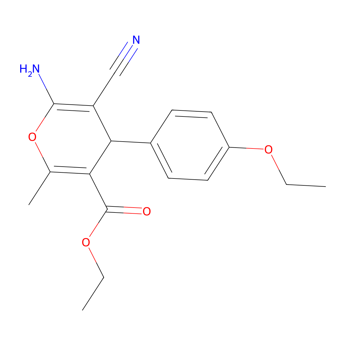 ethyl 6-amino-5-cyano-4-(4-ethoxyphenyl)-2-methyl-4H-pyran-3-carboxylate molecular structure, CAS 329692-61-7