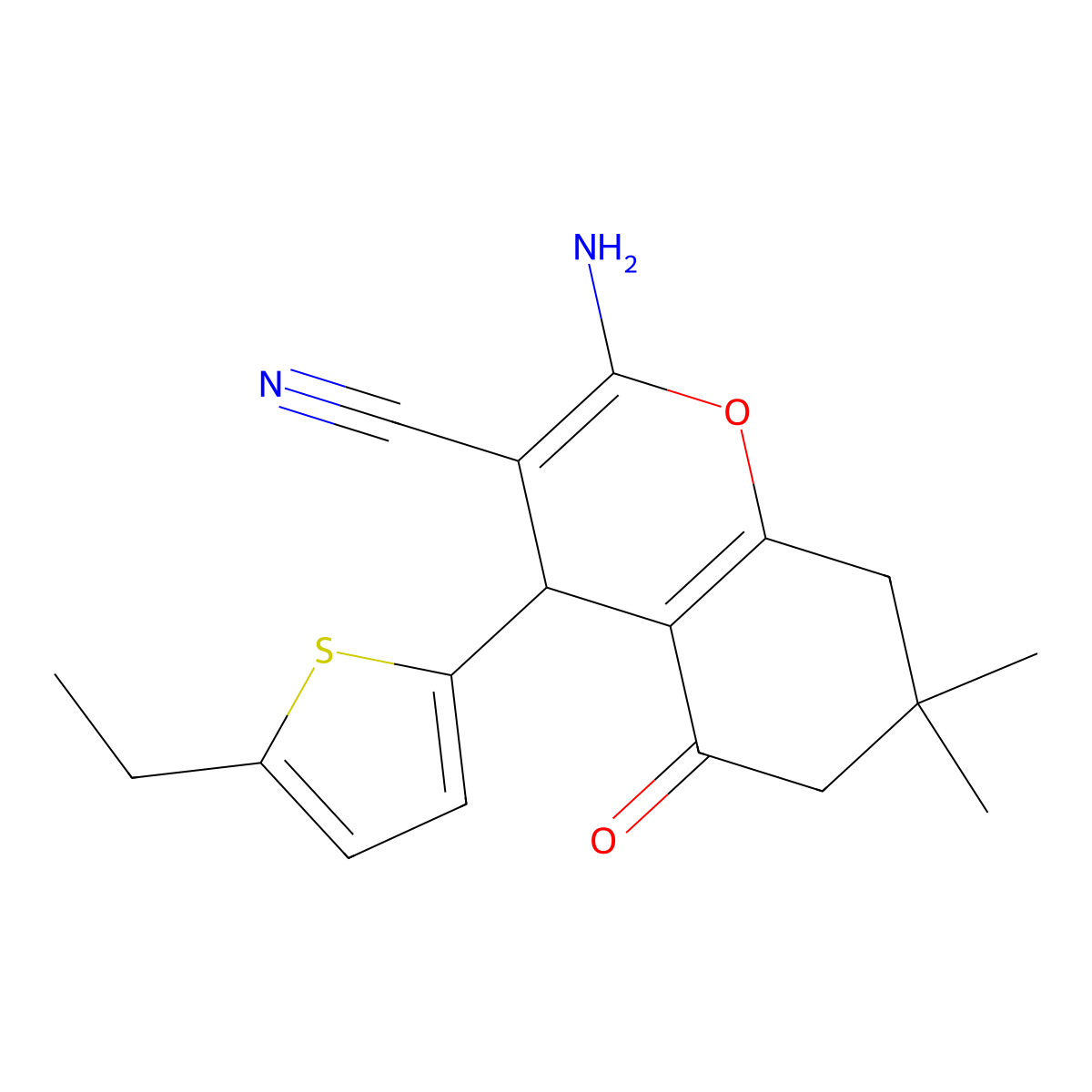 2-amino-4-(5-ethylthiophen-2-yl)-7,7-dimethyl-5-oxo-6,8-dihydro-4H-chromene-3-carbonitrile molecular structure, CAS 329693-55-2