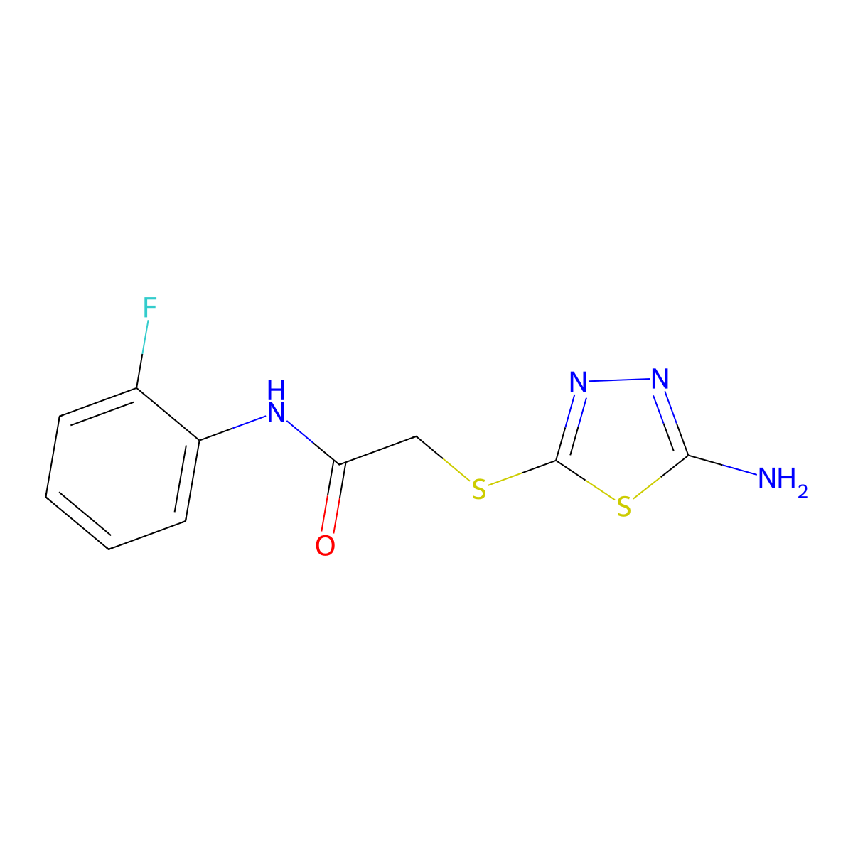 2-((5-Amino-1,3,4-thiadiazol-2-yl)thio)-N-(2-fluorophenyl)acetamide molecular structure, CAS 329694-46-4