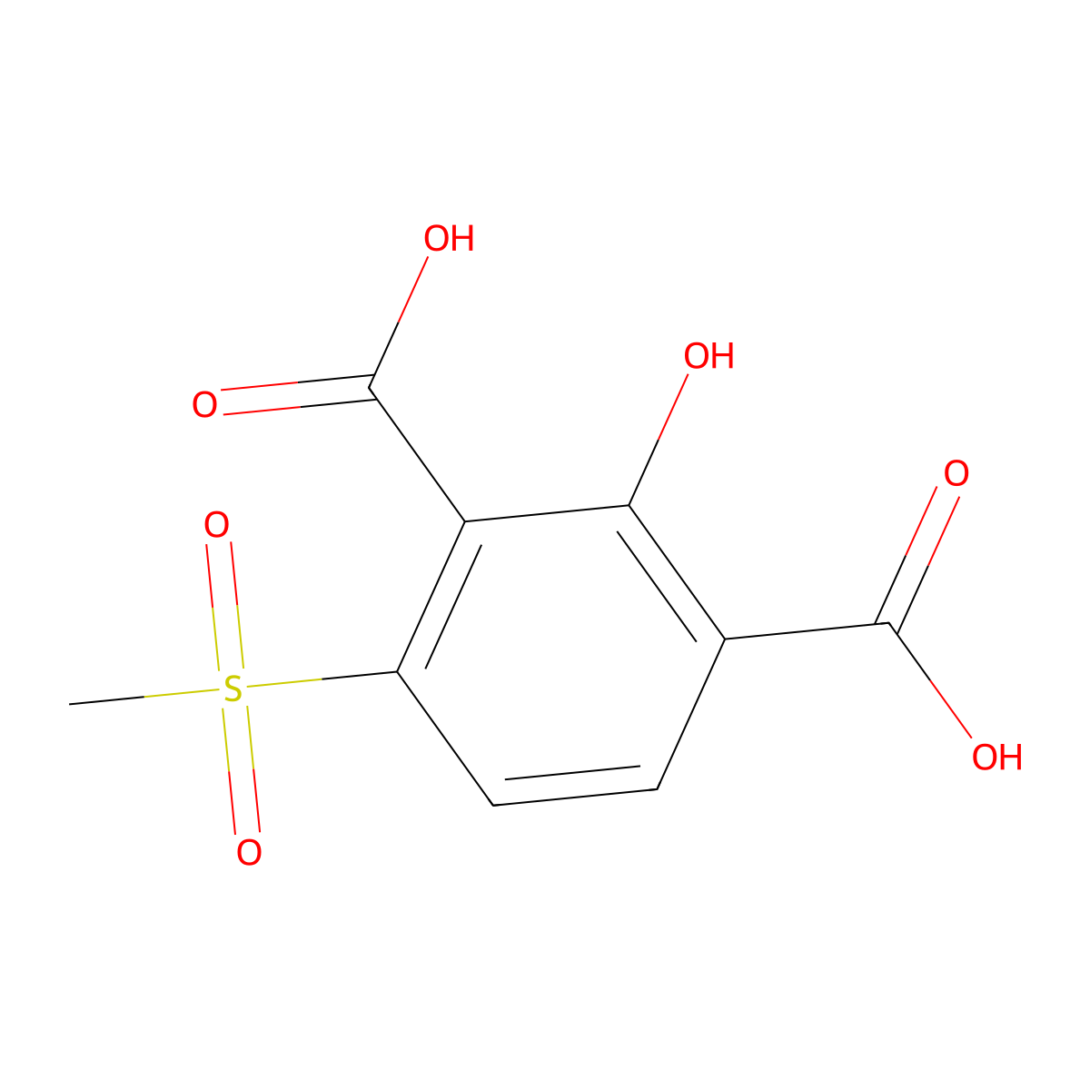 2-Hydroxy-4-(methylsulfonyl)isophthalic acid molecular structure, CAS 329695-25-2