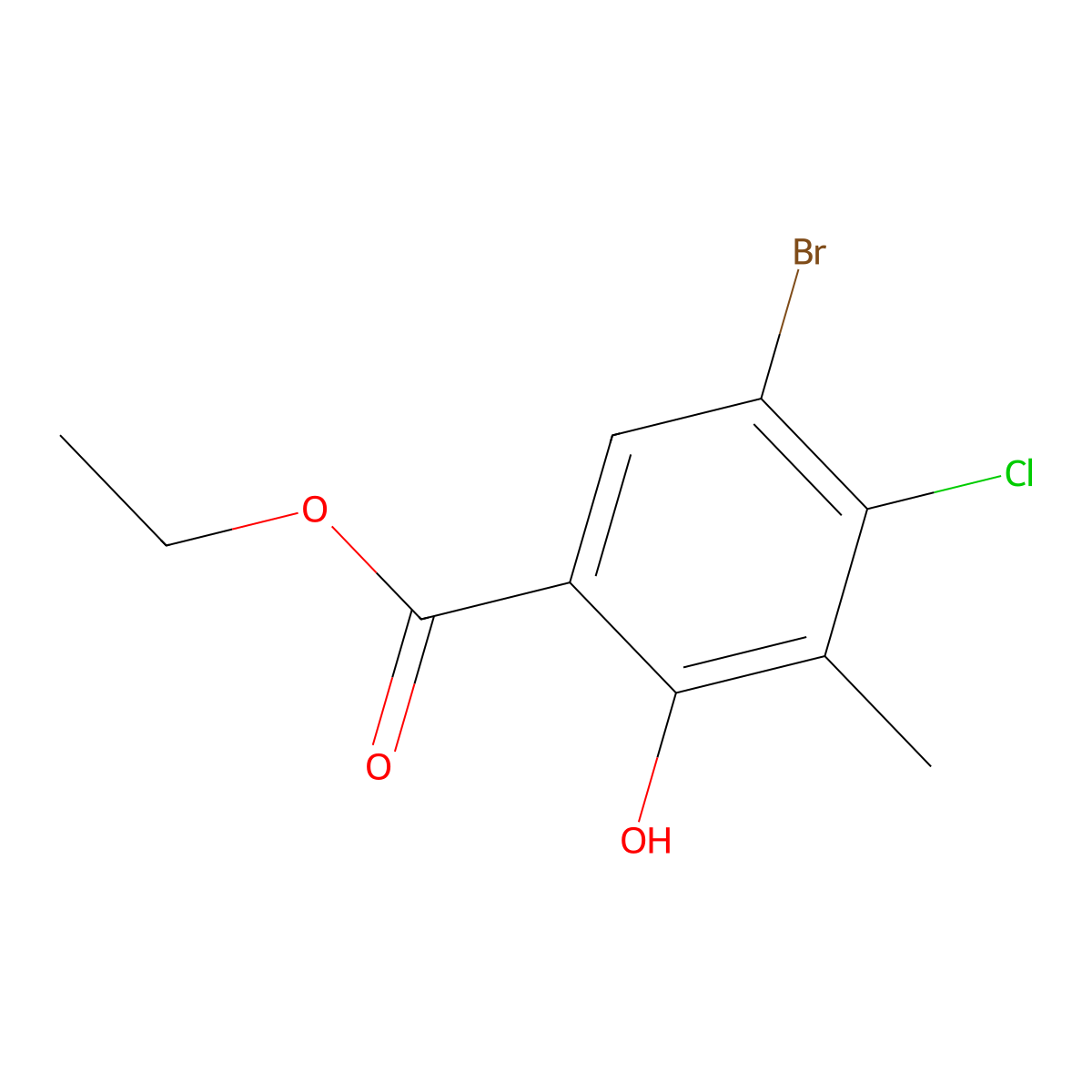 Ethyl 5-bromo-4-chloro-2-hydroxy-3-methylbenzoate molecular structure, CAS 329695-45-6