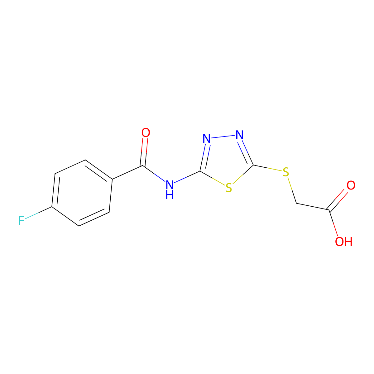 2-({5-[(4-Fluorobenzoyl)amino]-1,3,4-thiadiazol-2-yl}sulfanyl)acetic acid molecular structure, CAS 329695-55-8