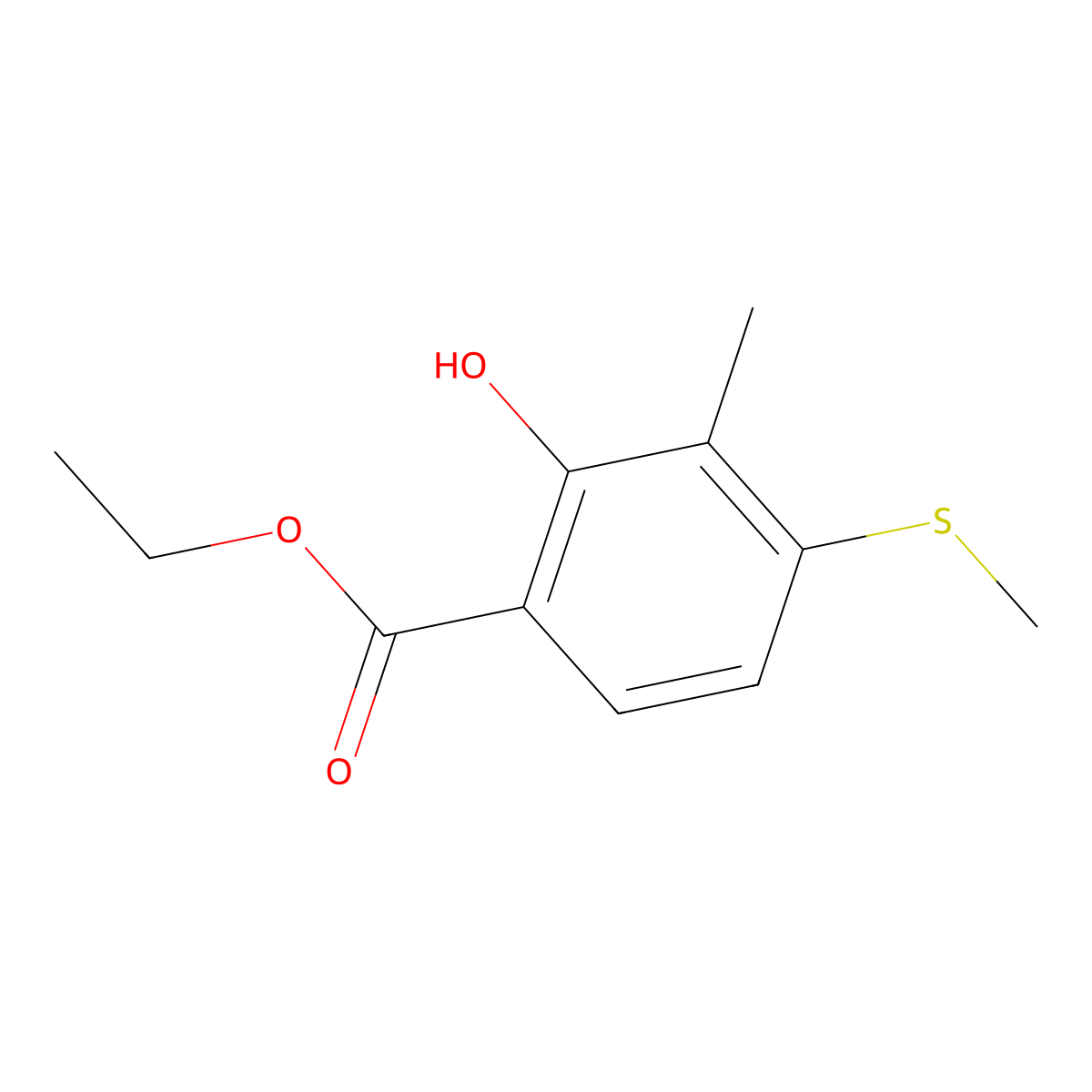 Ethyl 2-hydroxy-3-methyl-4-(methylsulfanyl)benzenecarboxylate molecular structure, CAS 329695-70-7