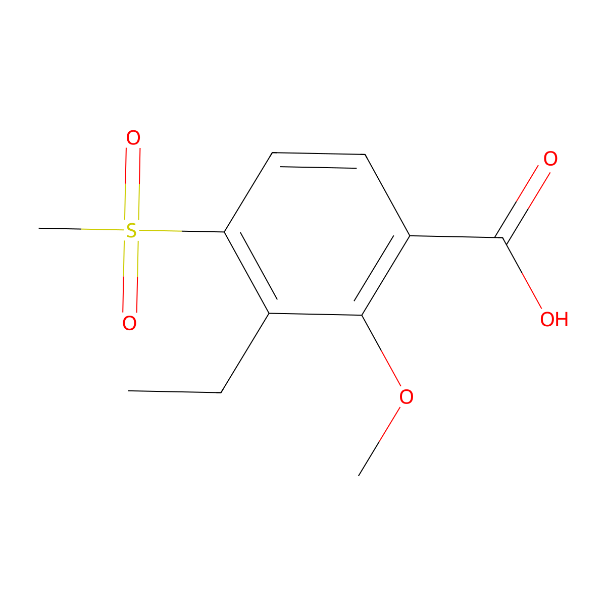 3-Ethyl-2-methoxy-4-(methylsulfonyl)benzenecarboxylic acid molecular structure, CAS 329695-71-8