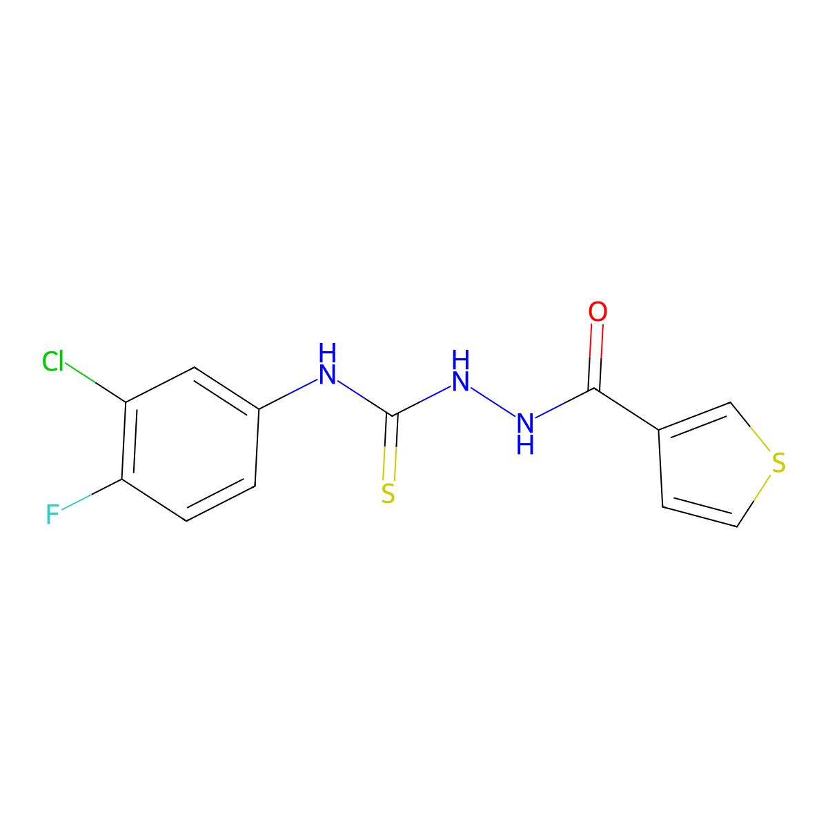 N-(3-chloro-4-fluorophenyl)-2-(3-thienylcarbonyl)-1-hydrazinecarbothioamide molecular structure, CAS 329697-92-9