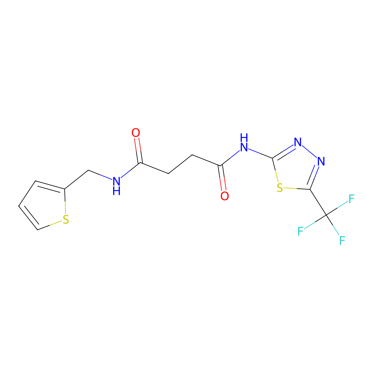 N~1~-(2-thienylmethyl)-N~4~-[5-(trifluoromethyl)-1,3,4-thiadiazol-2-yl]succinamide molecular structure, CAS 329698-11-5
