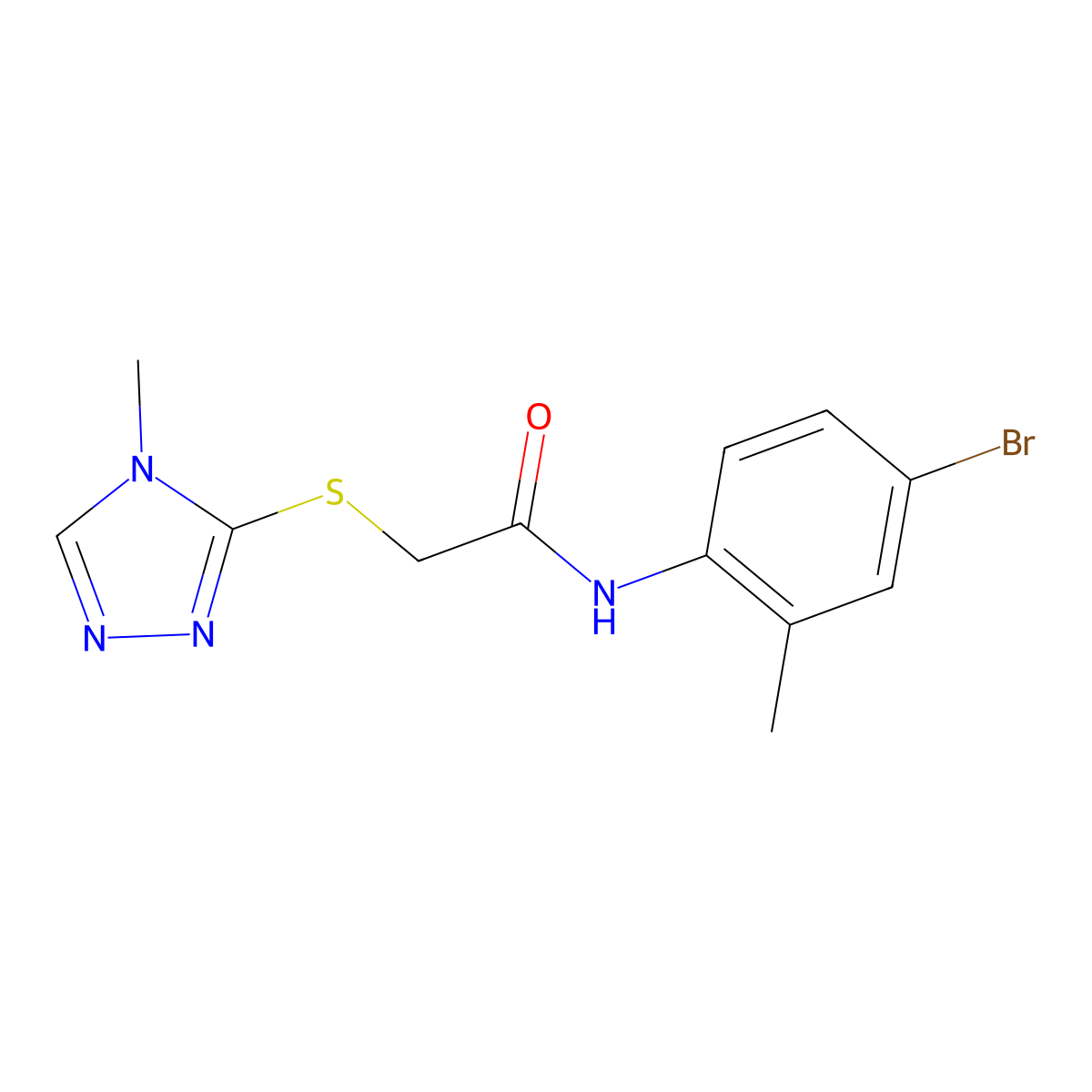 N-(4-bromo-2-methylphenyl)-2-[(4-methyl-4H-1,2,4-triazol-3-yl)sulfanyl]acetamide molecular structure, CAS 329698-24-0