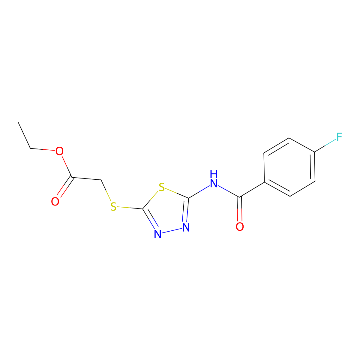 Ethyl 2-({5-[(4-fluorobenzoyl)amino]-1,3,4-thiadiazol-2-yl}sulfanyl)acetate molecular structure, CAS 329698-71-7
