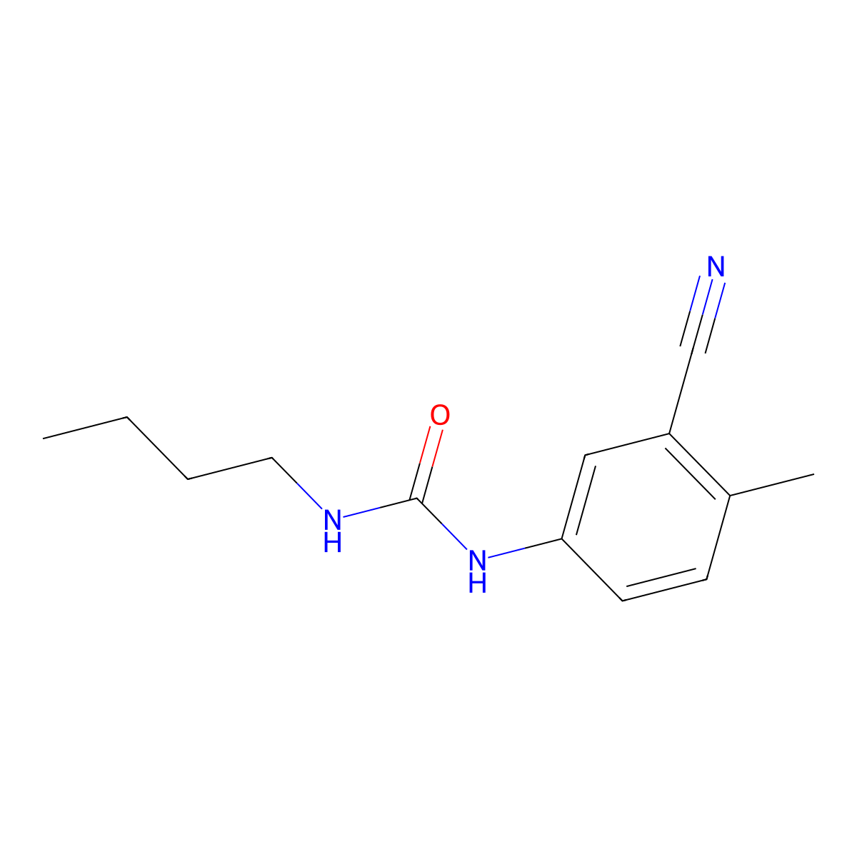 N-butyl-N'-(3-cyano-4-methylphenyl)urea molecular structure, CAS 329699-12-9