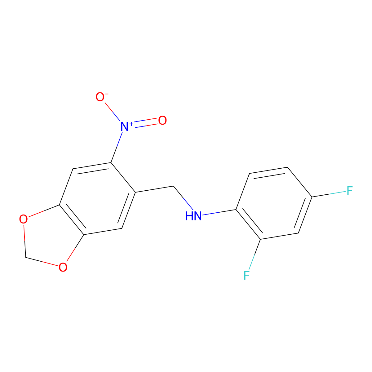 2,4-difluoro-N-[(6-nitro-1,3-benzodioxol-5-yl)methyl]aniline molecular structure, CAS 329699-36-7