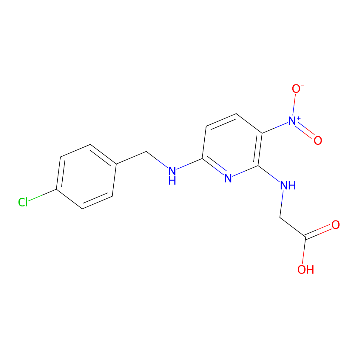 2-({6-[(4-Chlorobenzyl)amino]-3-nitro-2-pyridinyl}amino)acetic acid molecular structure, CAS 329699-57-2