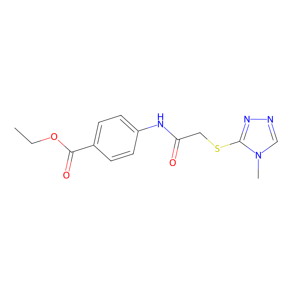 Ethyl 4-[2-(4-methyl-1,2,4-triazol-3-ylthio)acetylamino]benzoate molecular structure, CAS 329699-69-6