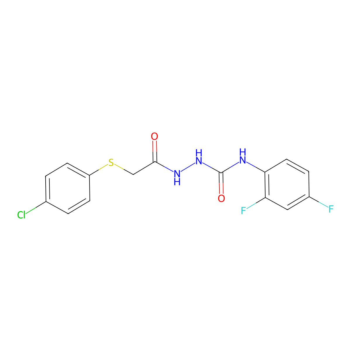 2-(2-((4-Chlorophenyl)sulfanyl)acetyl)-N-(2,4-difluorophenyl)-1-hydrazinecarboxamide molecular structure, CAS 329699-89-0