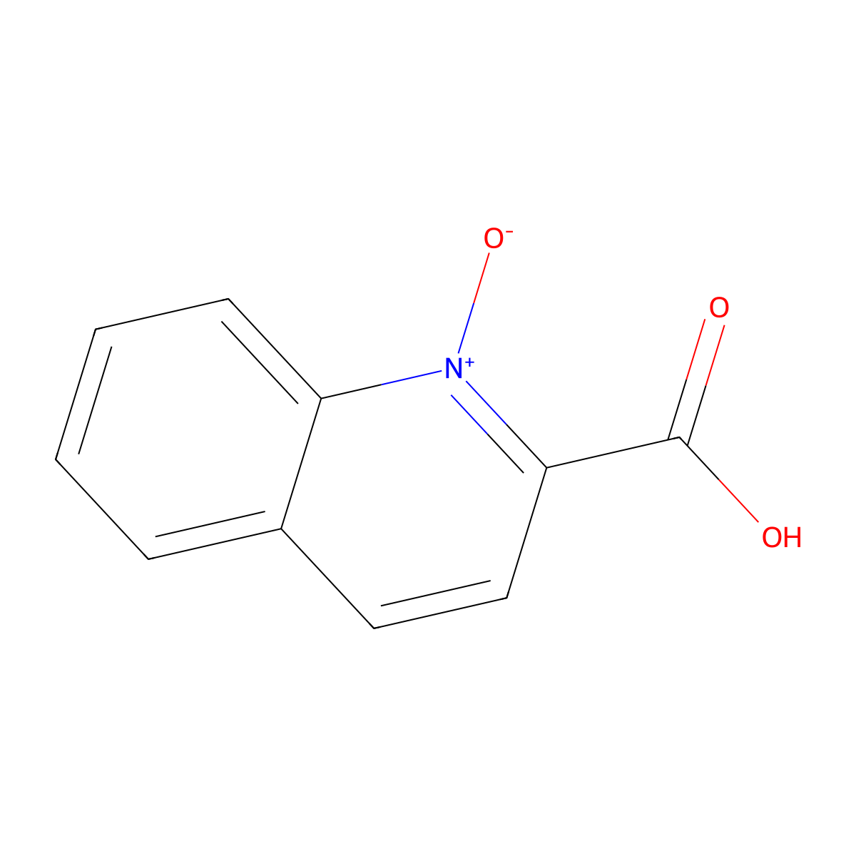 2-Quinolinecarboxylic acid, 1-oxide molecular structure, CAS 3297-64-1