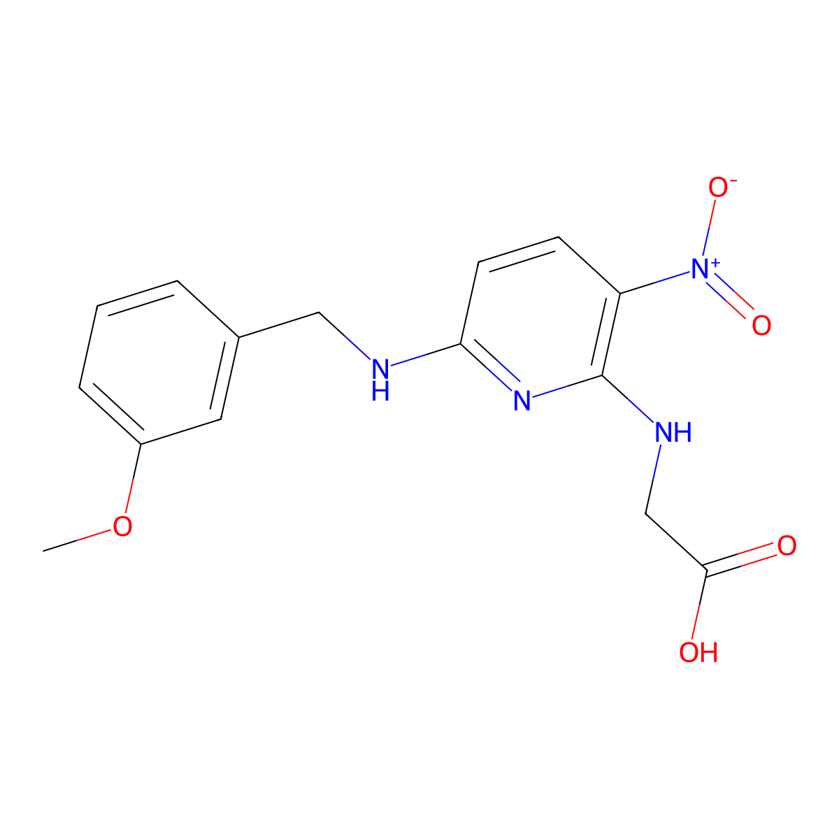 2-({6-[(3-Methoxybenzyl)amino]-3-nitro-2-pyridinyl}amino)acetic acid molecular structure, CAS 329700-21-2