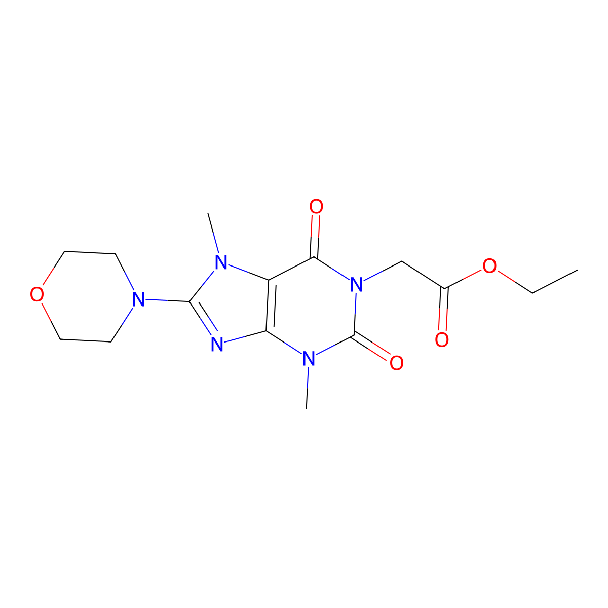 Ethyl 2-(3,7-dimethyl-8-morpholin-4-yl-2,6-dioxopurin-1-yl)acetate molecular structure, CAS 329700-38-1