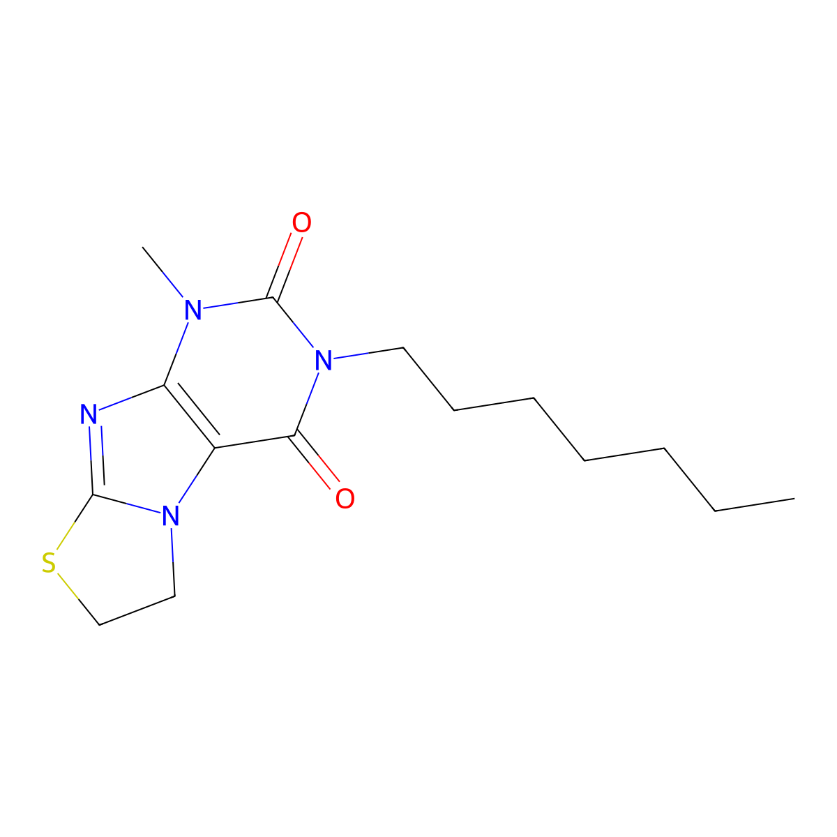 2-Heptyl-4-methyl-7,8-dihydropurino[8,7-b][1,3]thiazole-1,3-dione molecular structure, CAS 329700-40-5