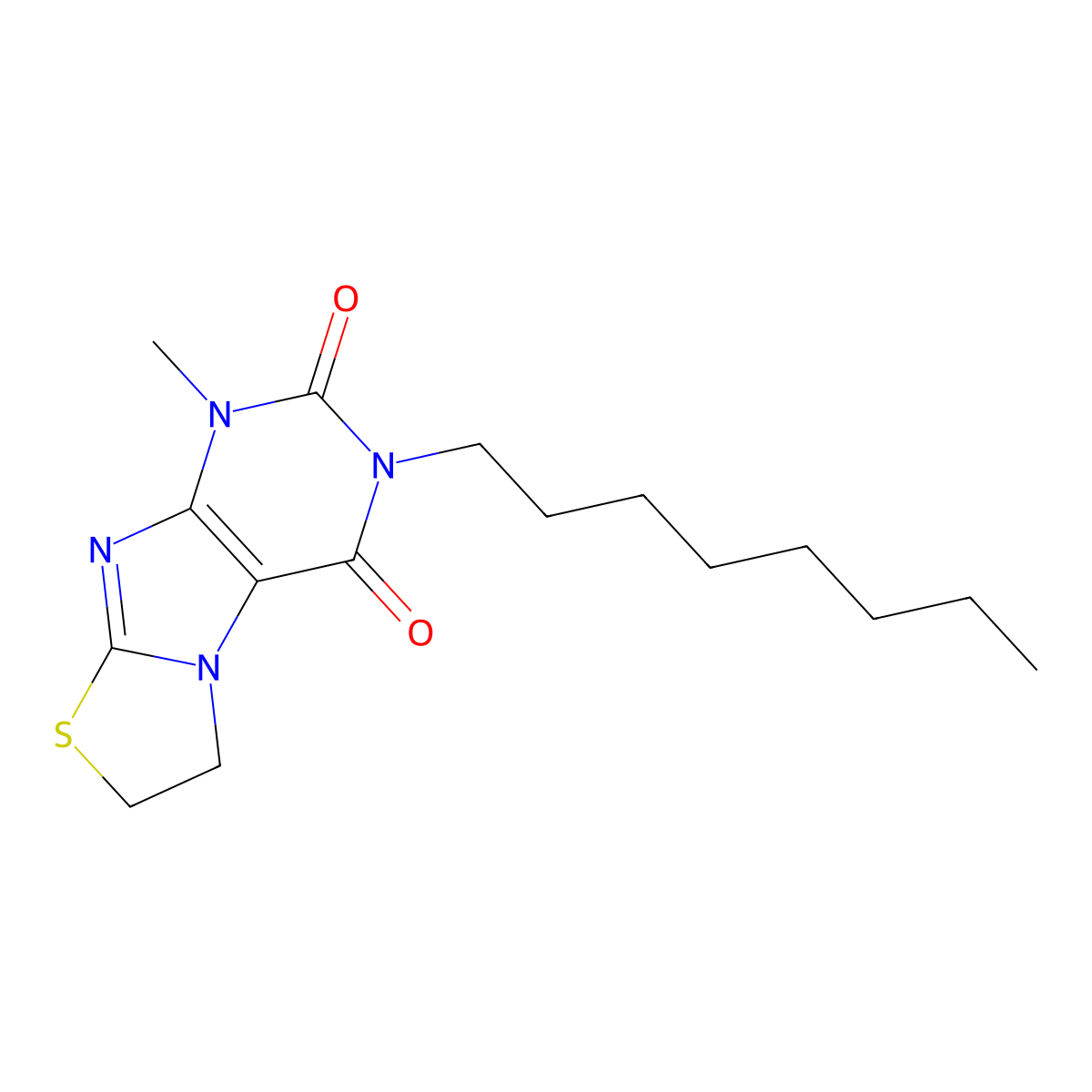 1-Methyl-3-octyl-6,7-dihydrothiazolo[2,3-f]purine-2,4(1H,3H)-dione molecular structure, CAS 329700-88-1