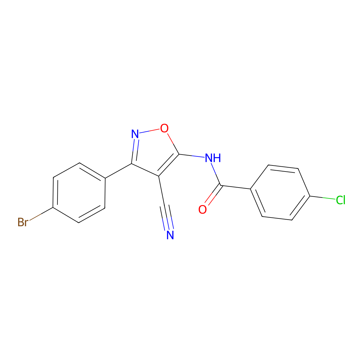 N-[3-(4-bromophenyl)-4-cyano-1,2-oxazol-5-yl]-4-chlorobenzamide molecular structure, CAS 329700-94-9