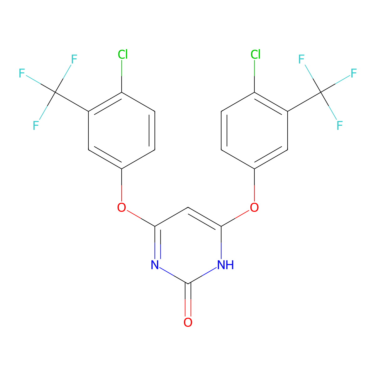 4,6-Bis[4-chloro-3-(trifluoromethyl)phenoxy]pyrimidin-2-ol molecular structure, CAS 329701-38-4