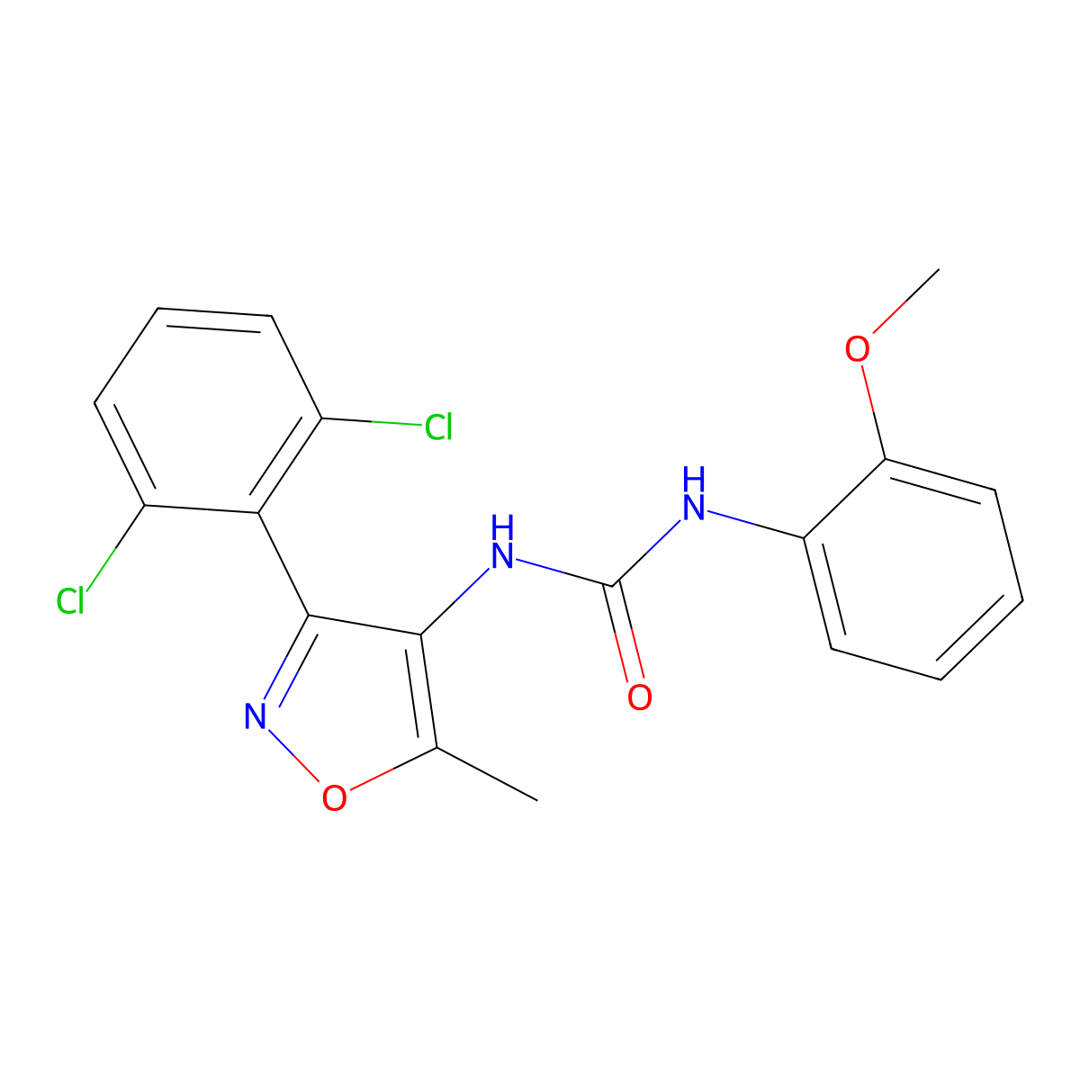 1-[3-(2,6-Dichlorophenyl)-5-methyl-1,2-oxazol-4-yl]-3-(2-methoxyphenyl)urea molecular structure, CAS 329701-55-5