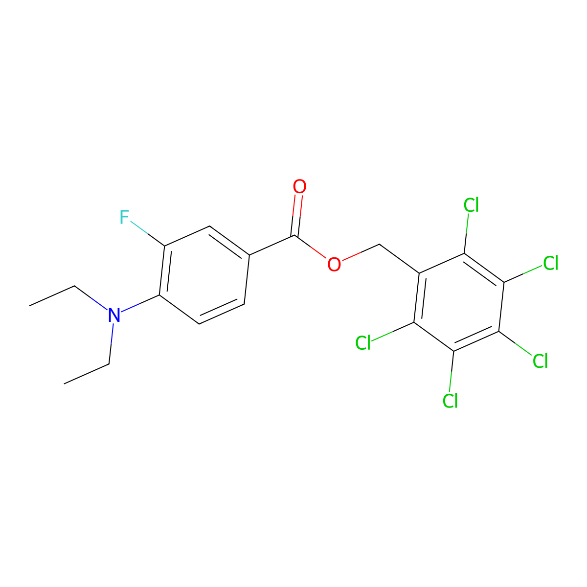 (2,3,4,5,6-Pentachlorophenyl)methyl 4-(diethylamino)-3-fluorobenzoate molecular structure, CAS 329701-56-6