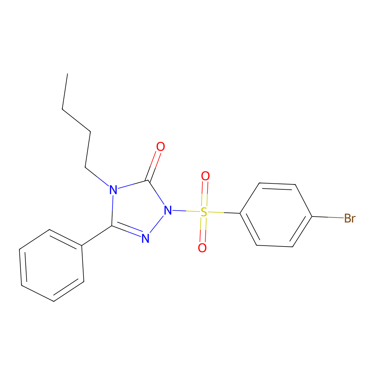 2-((4-Bromophenyl)sulfonyl)-4-butyl-5-phenyl-2,4-dihydro-3H-1,2,4-triazol-3-one molecular structure, CAS 329701-66-8