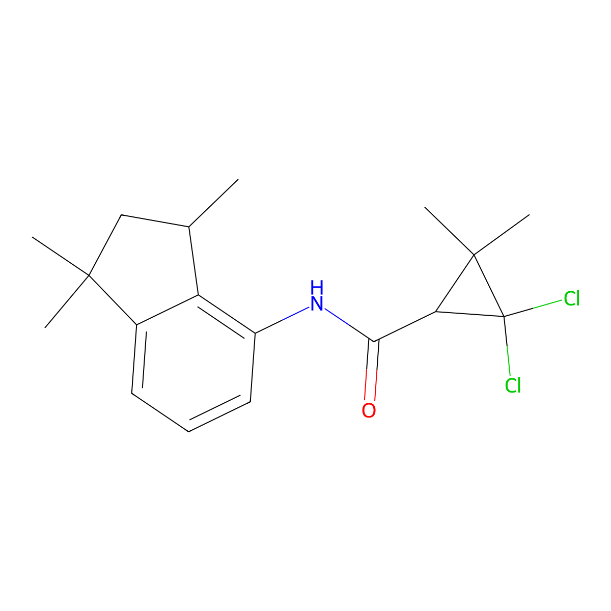 2,2-dichloro-3,3-dimethyl-N-(1,1,3-trimethyl-2,3-dihydro-1H-inden-4-yl)cyclopropanecarboxamide molecular structure, CAS 329701-84-0