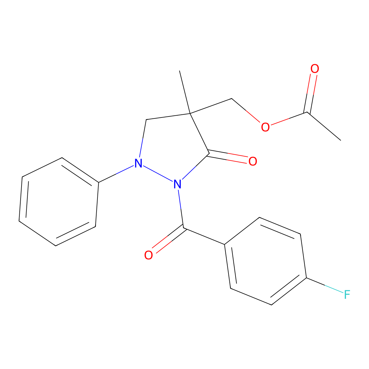 [2-(4-Fluorobenzoyl)-4-methyl-3-oxo-1-phenylpyrazolidin-4-yl]methyl acetate molecular structure, CAS 329702-39-8