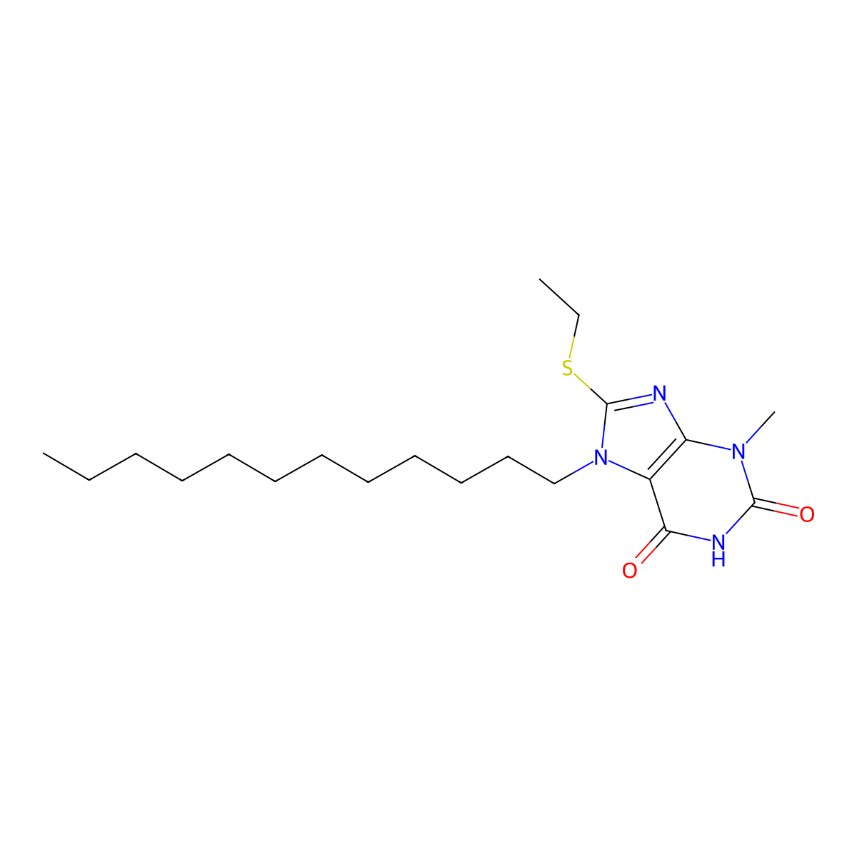 7-Dodecyl-8-ethylsulfanyl-3-methylpurine-2,6-dione molecular structure, CAS 329702-64-9