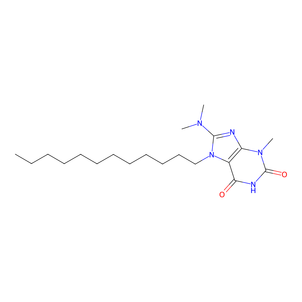 8-(dimethylamino)-7-dodecyl-3-methyl-3,7-dihydro-1H-purine-2,6-dione molecular structure, CAS 329702-66-1