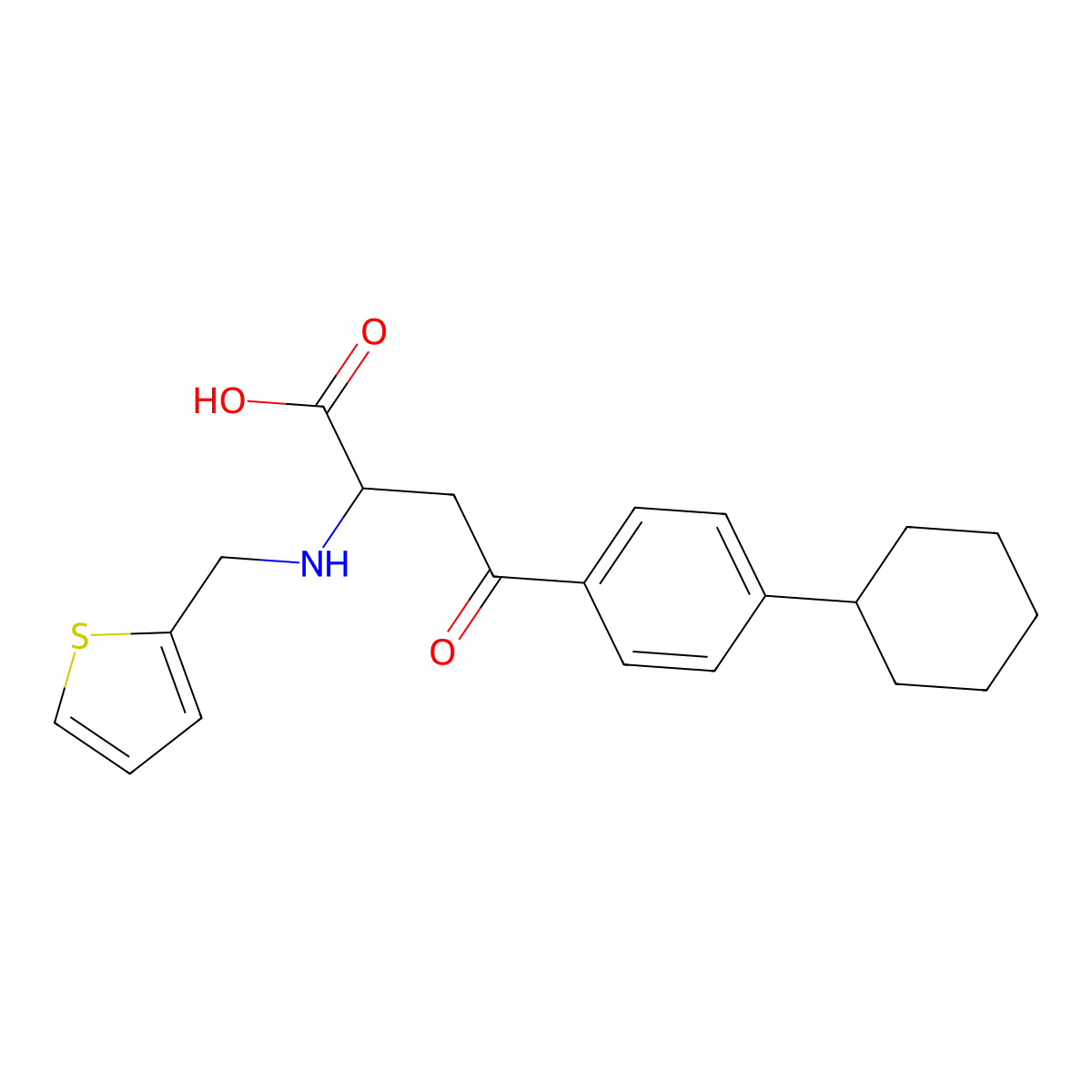 4-(4-Cyclohexylphenyl)-4-oxo-2-[(2-thienylmethyl)amino]butanoic acid molecular structure, CAS 329702-87-6